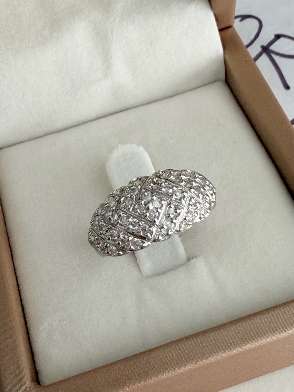 Natural Diamonds on pure platinum women ring